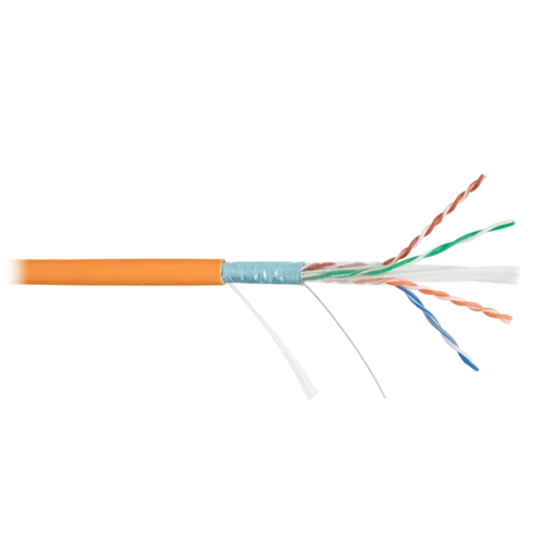Кабель NIKOLAN F/UTP 4 пары, Кат.6 (Класс E), тест по ISO/IEC, 250МГц, одножильный, BC (чистая медь), 23AWG (0,57мм), внутренний, LSZH нг(А)-HFLTx